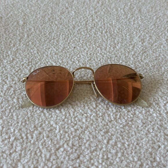 Ray-Ban Round Metal Flash Lenses Matte Gold Brown Mirror Pink main image 10